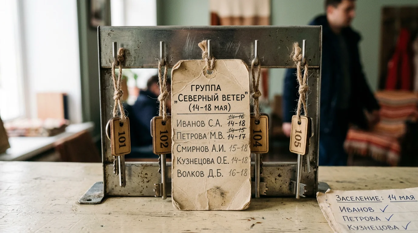 Групповое бронирование требует отдельных карточек гостей