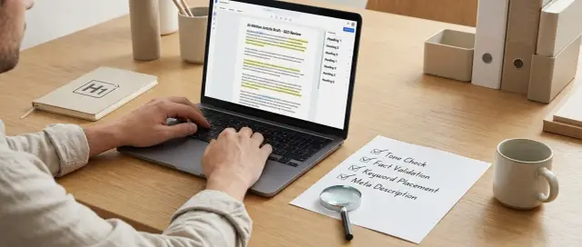Editorial QA checklist for AI-assisted articles: review steps