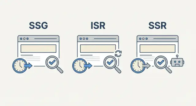 Next.js SEO rendering patterns: choosing SSG, ISR, or SSR